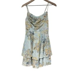 NWT City Studio Paisley Layered Mini Party Dress Juniors Size 5 Sleeveless Blue